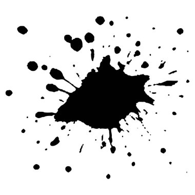 Siyah mürekkep damlaları ve boya damlaları. El çizimi tasarım ögeleri beyaz arkaplanda izole edildi