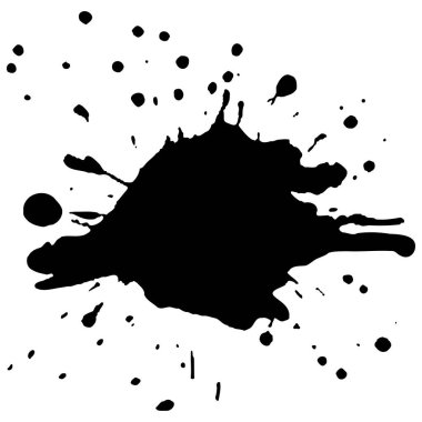 Siyah mürekkep damlaları ve boya damlaları. El çizimi tasarım ögeleri beyaz arkaplanda izole edildi