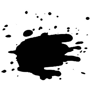 Siyah mürekkep damlaları ve boya damlaları. El çizimi tasarım ögeleri beyaz arkaplanda izole edildi