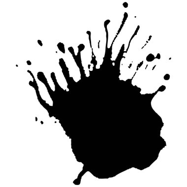 Siyah mürekkep damlaları ve boya damlaları. El çizimi tasarım ögeleri beyaz arkaplanda izole edildi