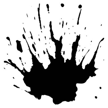 Siyah mürekkep damlaları ve boya damlaları. El çizimi tasarım ögeleri beyaz arkaplanda izole edildi