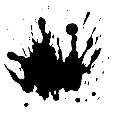 Siyah mürekkep damlaları ve boya damlaları. El çizimi tasarım ögeleri beyaz arkaplanda izole edildi