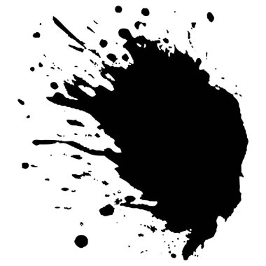 Siyah mürekkep damlaları ve boya damlaları. El çizimi tasarım ögeleri beyaz arkaplanda izole edildi