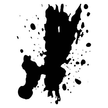 Siyah mürekkep damlaları ve boya damlaları. El çizimi tasarım ögeleri beyaz arkaplanda izole edildi