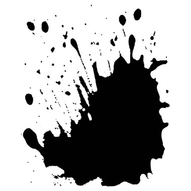 Siyah mürekkep damlaları ve boya damlaları. El çizimi tasarım ögeleri beyaz arkaplanda izole edildi