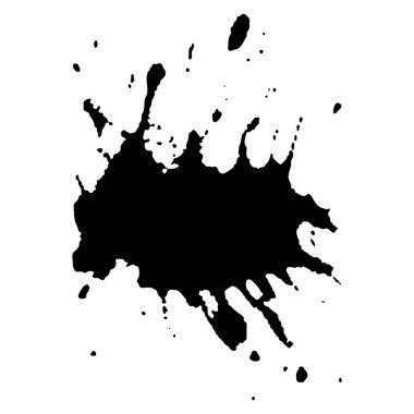 Siyah mürekkep damlaları ve boya damlaları. El çizimi tasarım ögeleri beyaz arkaplanda izole edildi