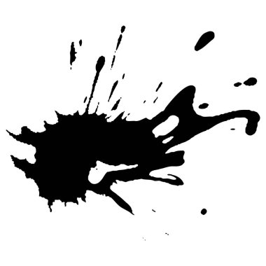 Siyah mürekkep damlaları ve boya damlaları. El çizimi tasarım ögeleri beyaz arkaplanda izole edildi