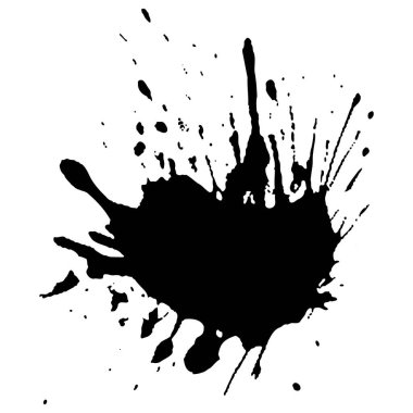 Siyah mürekkep damlaları ve boya damlaları. El çizimi tasarım ögeleri beyaz arkaplanda izole edildi