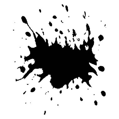 Siyah mürekkep damlaları ve boya damlaları. El çizimi tasarım ögeleri beyaz arkaplanda izole edildi