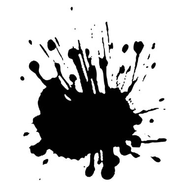 Siyah mürekkep damlaları ve boya damlaları. El çizimi tasarım ögeleri beyaz arkaplanda izole edildi