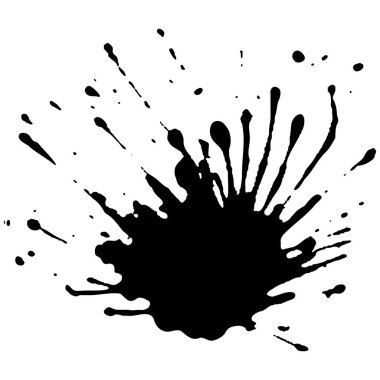 Siyah mürekkep damlaları ve boya damlaları. El çizimi tasarım ögeleri beyaz arkaplanda izole edildi