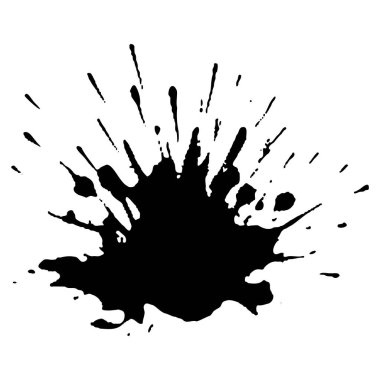 Siyah mürekkep damlaları ve boya damlaları. El çizimi tasarım ögeleri beyaz arkaplanda izole edildi