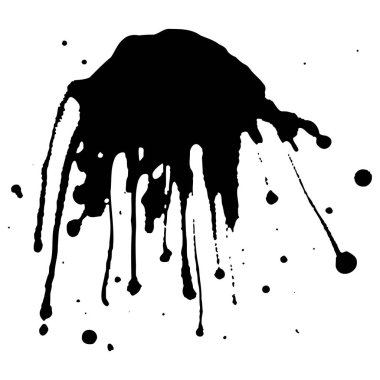 Siyah mürekkep damlaları ve boya damlaları. El çizimi tasarım ögeleri beyaz arkaplanda izole edildi