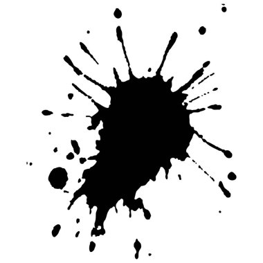 Siyah mürekkep damlaları ve boya damlaları. El çizimi tasarım ögeleri beyaz arkaplanda izole edildi