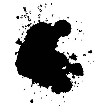 Siyah mürekkep damlaları ve boya damlaları. El çizimi tasarım ögeleri beyaz arkaplanda izole edildi