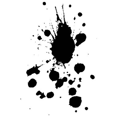 Siyah mürekkep damlaları ve boya damlaları. El çizimi tasarım ögeleri beyaz arkaplanda izole edildi