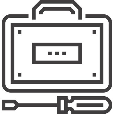 Teknoloji servis tasarımı kavramının modern düz çizgi vektör illüstrasyon simgesi. Mobil ve web grafikleri için simge. Taslak sembol, logo yaratıcı konsept. Basit ve temiz doğrusal pictogram