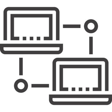 Yerel alan ağ tasarımı kavramının modern düz çizgi vektör illüstrasyon simgesi. Mobil ve web grafikleri için simge. Taslak sembol, logo yaratıcı konsept. Basit ve temiz doğrusal pictogram