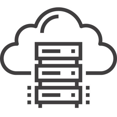 Bulut depolama konseptinin modern düz çizgi vektör illüstrasyon simgesi. Mobil ve web grafikleri için simge. Taslak sembol, logo yaratıcı konsept. Basit ve temiz doğrusal pictogram