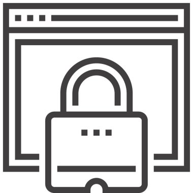 Web güvenlik tasarımı konseptinin modern düz çizgi vektör çizim simgesi. Mobil ve web grafikleri için simge. Taslak sembol, logo yaratıcı konsept. Basit ve temiz doğrusal pictogram