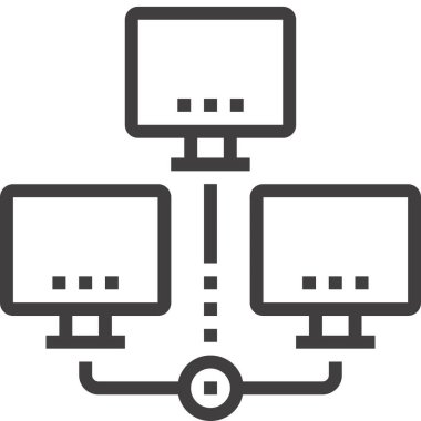 Dağıtılmış veritabanı tasarım kavramının modern düz çizgi vektör illüstrasyon simgesi. Mobil ve web grafikleri için simge. Taslak sembol, logo yaratıcı konsept. Basit ve temiz doğrusal pictogram