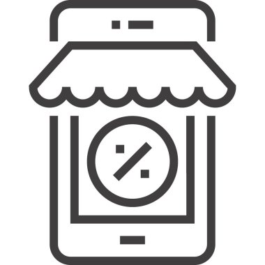 Mobil pazarlama tasarım konseptinin modern düz çizgi vektör illüstrasyon simgesi. Mobil ve web grafikleri için simge. Taslak sembol, logo yaratıcı konsept. Basit ve temiz doğrusal pictogram