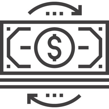 Para akışı tasarım kavramının modern düz çizgi vektör illüstrasyon simgesi. Mobil ve web grafikleri için simge. Taslak sembol, logo yaratıcı konsept. Basit ve temiz doğrusal pictogram