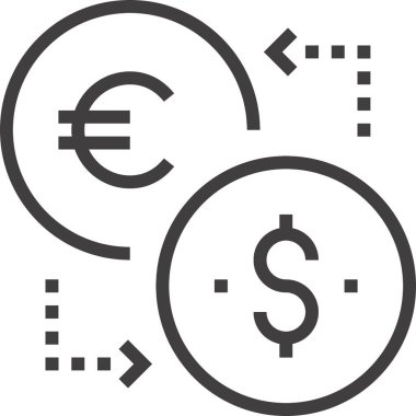 Döviz kurları tasarım kavramının modern düz çizgi vektör resimleme simgesi. Mobil ve web grafikleri için simge. Taslak sembol, logo yaratıcı konsept. Basit ve temiz doğrusal pictogram