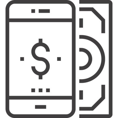 Mobil bankacılık tasarım kavramının modern düz çizgi vektör illüstrasyon simgesi. Mobil ve web grafikleri için simge. Taslak sembol, logo yaratıcı konsept. Basit ve temiz doğrusal pictogram