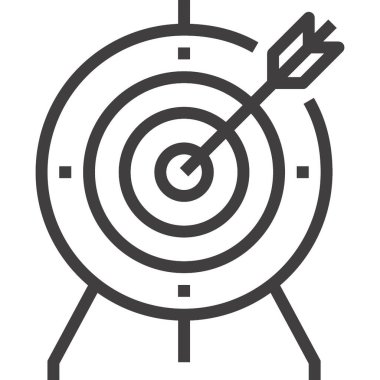 Hedef tasarım kavramının modern düz çizgi vektör illüstrasyon simgesi. Mobil ve web grafikleri için simge. Taslak sembol, logo yaratıcı konsept. Basit ve temiz doğrusal pictogram