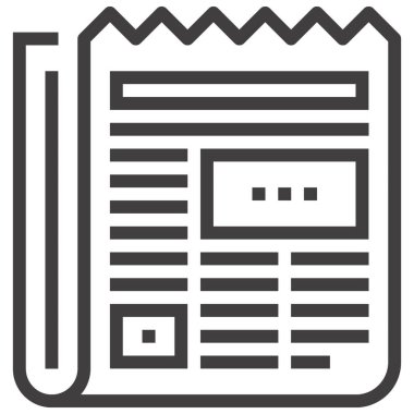 Gazete tasarımı konseptinin modern düz çizgi vektör illüstrasyon simgesi. Mobil ve web grafikleri için simge. Taslak sembol, logo yaratıcı konsept. Basit ve temiz doğrusal pictogram