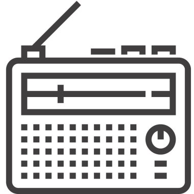 Radyo tasarım konseptinin modern düz çizgi vektör illüstrasyon simgesi. Mobil ve web grafikleri için simge. Taslak sembol, logo yaratıcı konsept. Basit ve temiz doğrusal pictogram