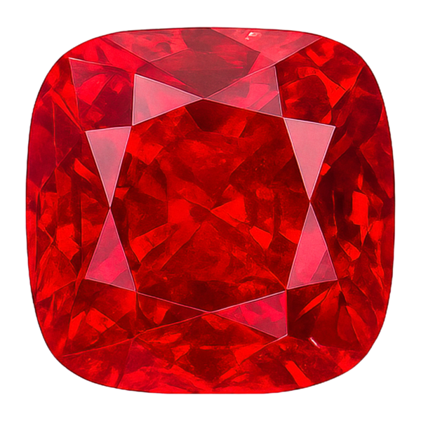 Kırmızı yakutun gerçekçi çizimi şeffaf arka planda izole edildi