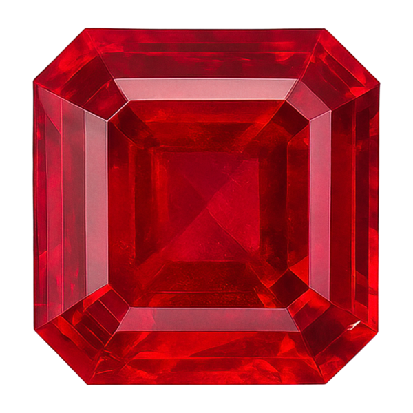 Kırmızı yakutun gerçekçi çizimi şeffaf arkaplanda izole edildi