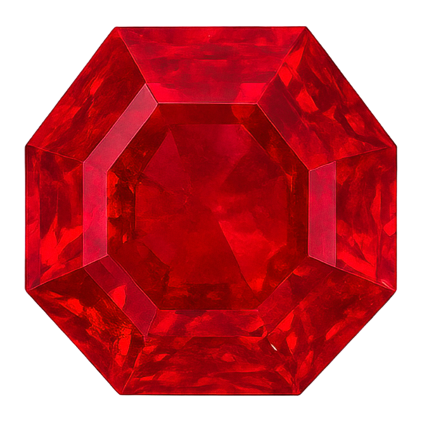 Kırmızı yakutun gerçekçi çizimi şeffaf arka planda izole edildi