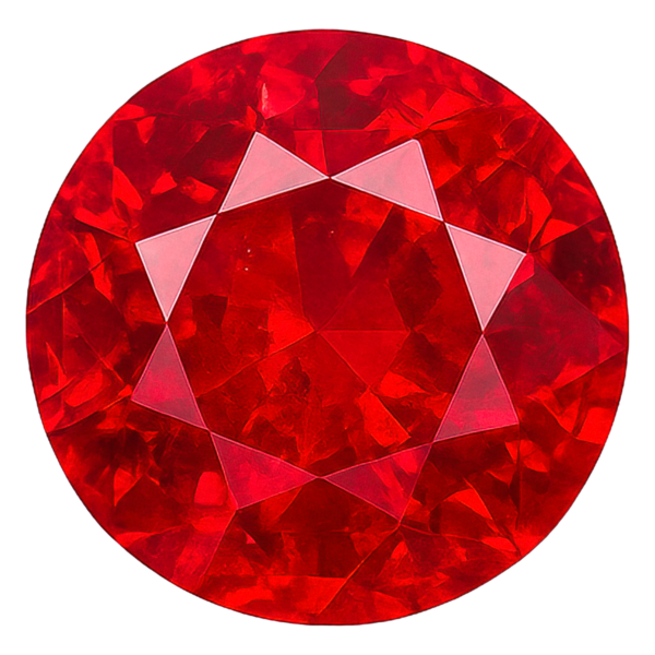 Kırmızı yakutun gerçekçi çizimi şeffaf arka planda izole edildi