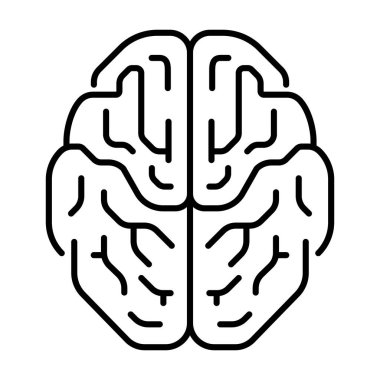 Beyaz arkaplanda insan beyni geometrik çizgi sanat vektör simgesi simgesi