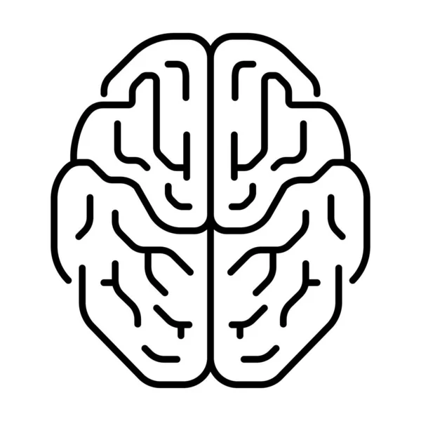 Icono Símbolo Vector Arte Línea Geométrica Del Cerebro Humano Sobre — Archivo Imágenes Vectoriales