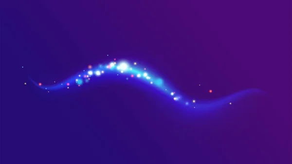 魔法の星ネオン光波の軌跡効果ベクトル背景 — ストックベクタ