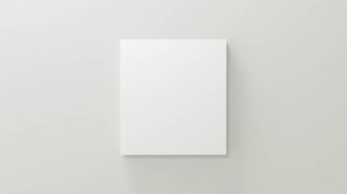 Beyaz duvar arkaplanındaki temel beyaz boş tuval çerçevesi 3B biçimlendiriliyor