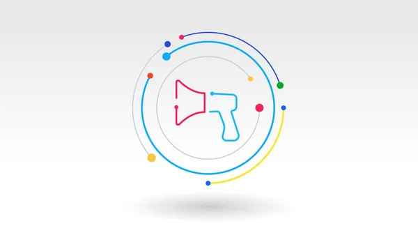 Megafone Digital Tecnologia Logotipo Ícone Botão Ponto Linha Elementos Fundo — Vetor de Stock