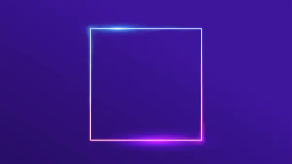 Neón Láser Púrpura Azul Luz Techno Rectángulo Marco Vector Fondo — Vector de stock
