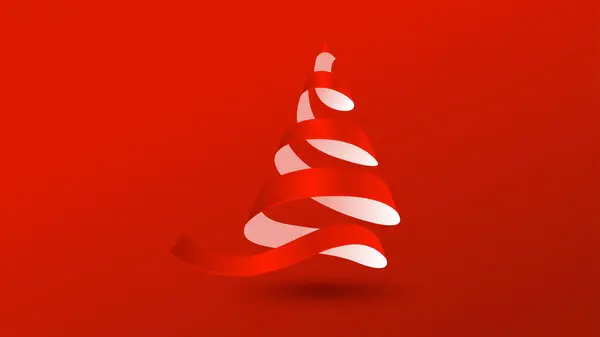 Červená Bílá Stuha Vánoční Strom Prvek Ilustrační Vektor Pozadí — Stockový vektor