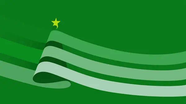 Vánoční Strom Pruhovaných Vlnových Prvků Zelené Karty Šablony Vektoru Pozadí — Stockový vektor