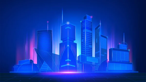 Tech Smart Building Future Concept Vivid Light Vector Illustration Background — Stockový vektor