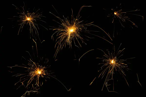 Sparkling Burning Sparkler Black Background Isolated Burning Sparkler Fireworks Holidays — Stock Photo, Image