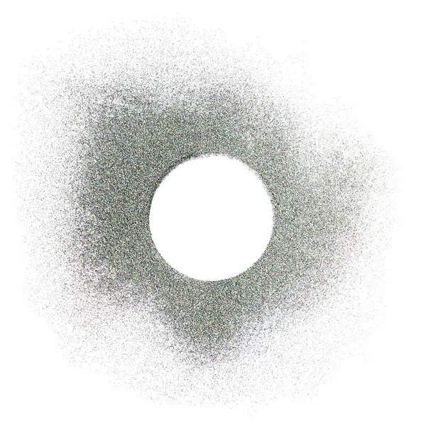白底上的圆形银色晶莹的眼影 闪闪发光的闪光 — 图库照片