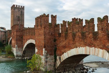 The Scaliger Bridge in Verona is a historic bridge that crosses the Adige River, Italy