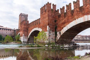 The Scaliger Bridge in Verona is a historic bridge that crosses the Adige River, Italy