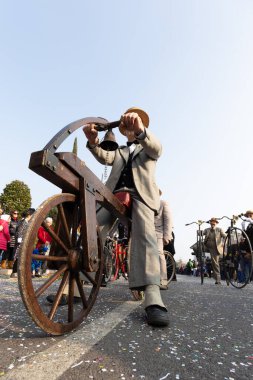 DOMIGLIARA, VERONA, ITALY, FEBRUARY, 2023: One of the oldest carnivals in Europe is the Verona Carnival, known as Bacanal del Gnoco
